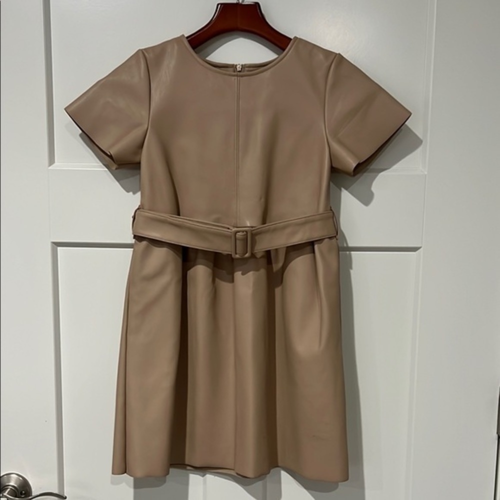 Wonder Nation Tan Faux Leather Dress with Belt Sz 7/8